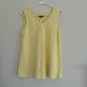 Flax Small fits 8 tank top cheery yellow 100% linen breathable summer cool